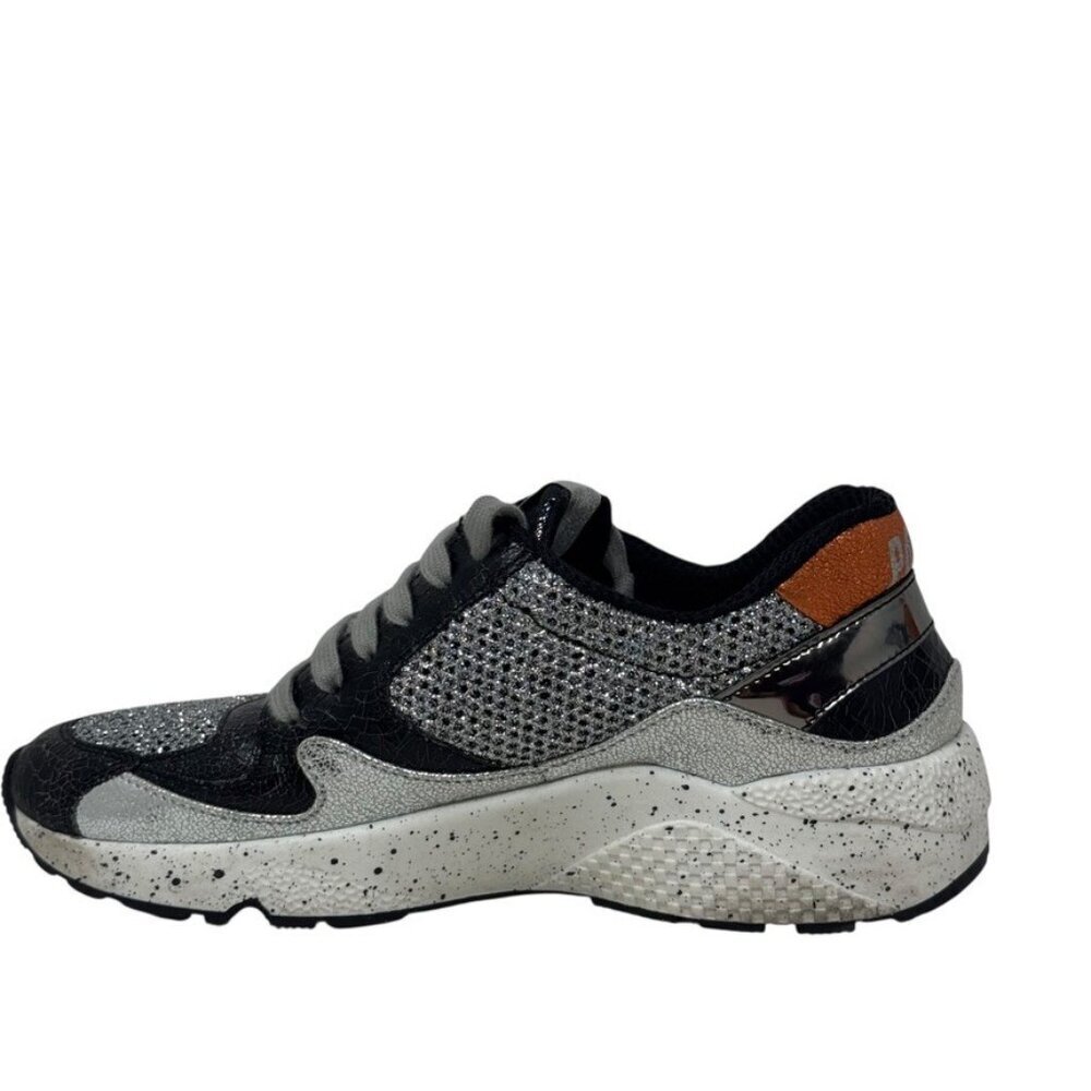 P448 Women’s Size 37 Black Silver Glitter Mesh Chunky Sneakers - Picture 8 of 14